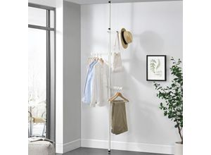 4251155593107 - [encasa] - Garderobenhalter Havneby Teleskopgarderobe mit Kleiderstange encasa - Weiß