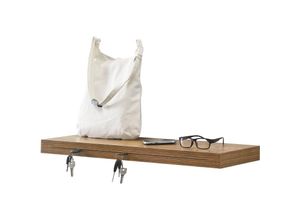 4251155593442 - [encasa] - Wandregal 80 x 235 x 5 Hängeboard mit Schlitz Walnussimitat encasa - Walnuss