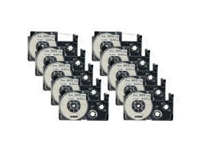 4251156508773 - vhbw 10x Schriftband-Kassette kompatibel mit Casio KL-7200 KL-60 KL-70E KL-300 KL-7000 KL-7400 KL-200E Etiketten-Drucker 6mm Schwarz auf Weiß