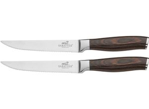 4251170701723 - Steakbesteck SABATIER INTERNATIONAL Essbesteck-Sets Gr 2 tlg grau (edelstahl) Steakbesteck Pakka Holz Griffe