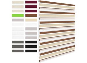 4251171876581 - Ecd Germany - Doppelrollo Klemmfix ohne Bohren 55x150 cm Weiß Beige Braun inkl Befestigungsmaterial für Sonnen-& Sichtschutz Seitenzugrollo