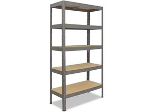 4251172220819 - shelfplaza® PROFI 180x80x60cm Schwerlastregal grau   Metallregal 5 Böden mit je 200kg Tragkraft als Kellerregal Garagenregal Werkstattregal & Regal