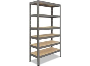 4251172235738 - shelfplaza® PROFI 200x50x30cm Schwerlastregal grau   Metallregal 6 Böden mit je 166kg Tragkraft als Kellerregal Garagenregal Werkstattregal & Regal