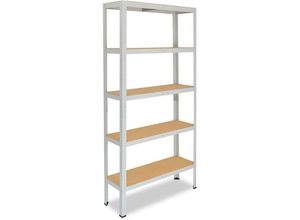 4251172289021 - Shelfplaza - office 180x80x30cm Lagerregal Büro Schwerlastregal lichtgrau   Metall Regal Büro mit 5 Böden   Kellerregal Werkstattregal   Steckregal