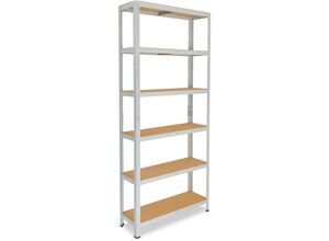 4251172289137 - Shelfplaza - office 200x70x60cm Lagerregal Büro Schwerlastregal lichtgrau   Metall Regal Büro mit 6 Böden   Kellerregal Werkstattregal   Steckregal