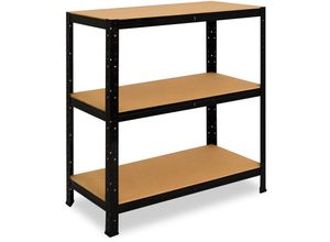 4251172290478 - Black 90x80x60cm Schwerlastregal schwarz   Metallregal schwarz 3 Böden mit je 175kg Tragkraft   Steckregal als Lagerregal Büroregal & Lastenregal  