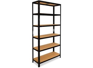 4251172294735 - shelfplaza® BLACK 200x40x50cm Schwerlastregal schwarz   Metallregal schwarz 6 Böden mit je 145kg Tragkraft   Steckregal als Lagerregal Büroregal &