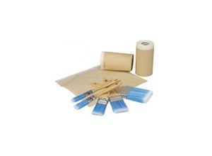 4251174109853 - Markenlos - Krepp Abdeckpapier Abdeckfolie Rollen mit Synthetic Malerpinsel Set