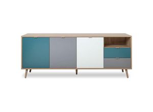 4251182707683 - Kommode Sonoma Eiche Sideboard Modern - 180x71x40 cm (BxHxT) - Highboard Anrichte Skandinavisches Design - [Jonaseven] Wohnzimmer Schlafzimmer Flur