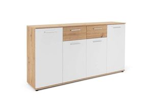 4251182708581 - - Kommode Beistellkommode Stauraumkommode Sideboard Jacky Artisan Eiche weiß 4 t