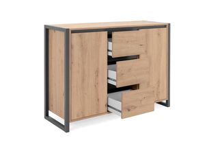 4251182709274 - Les - Sideboard im Industrial-Stil mit 2 Türen und 3 Schubladen L120 cm - Denver