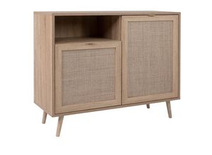 4251182710683 - - Kommode Beistellkommode Sideboard bali Sonoma Eiche   Geflecht Rafia Dekor