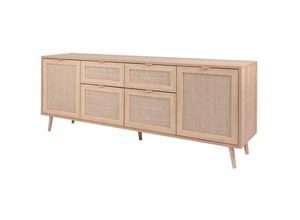 4251182710720 - - Kommode Beistellkommode Sideboard ca 180 cm bali 51B Sonoma Eiche   Geflecht 