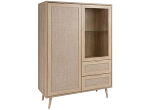 4251182710737 - Les - Geschirrschrank mit 2 Türen und 2 Schubladen L1015 cm - Rattan-Druck - Bali