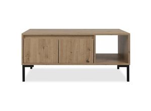 4251182713660 - Couchtisch mit 2 Türen und 1 Nische L100 cm - Plock - Holz - Calicosy