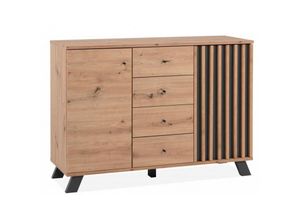 4251182714797 - - Kommode medan 01B Sideboard Artisan Eiche   Anthrazit Lamellen ca 118 x 85 x 