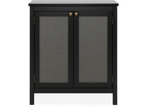 4251182715022 - Calicosy - Sideboard mit 2 Türen schwarzes Rohrgeflecht aus Metall L80 cm - Krakow - Schwarz