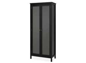 4251182715046 - Hochschrank cordoba Mehrzweckschrank Schwarz Geflecht Nb ca 80 x 187 x 40 cm