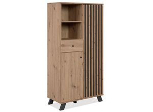 4251182716258 - Finori - Kommode medan 53A Highboard Vitrine Artisan Eiche Nb   Anthrazit Lamellen ca