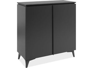 4251182716821 - 003586 Kommode BERT 01A Sideboard Schiefer Nb   Schwarz 2 Türen ca 88 92 40 cm
