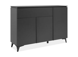 4251182716845 - Kommode BERT 01B Sideboard Schiefer Nb   Schwarz 3 Türen   1 Schublade ca 13