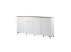 4251182716852 - Kommode BERT 51A Sideboard Sandstein Nb   Weiß 4 Türen   1 Schublade ca 177 