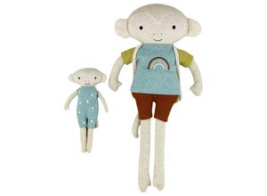 4251187571869 - ava&yves - Kuscheltier AFFE MIT BABY (60cm) in blau gelb