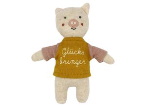 4251187572170 - ava&yves - Stofftier GLÜCKSBRINGER SCHWEIN (15cm) in gelb rosa