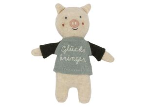 4251187572187 - ava&yves - Stofftier GLÜCKSBRINGER SCHWEIN (15cm) in eisblau olive