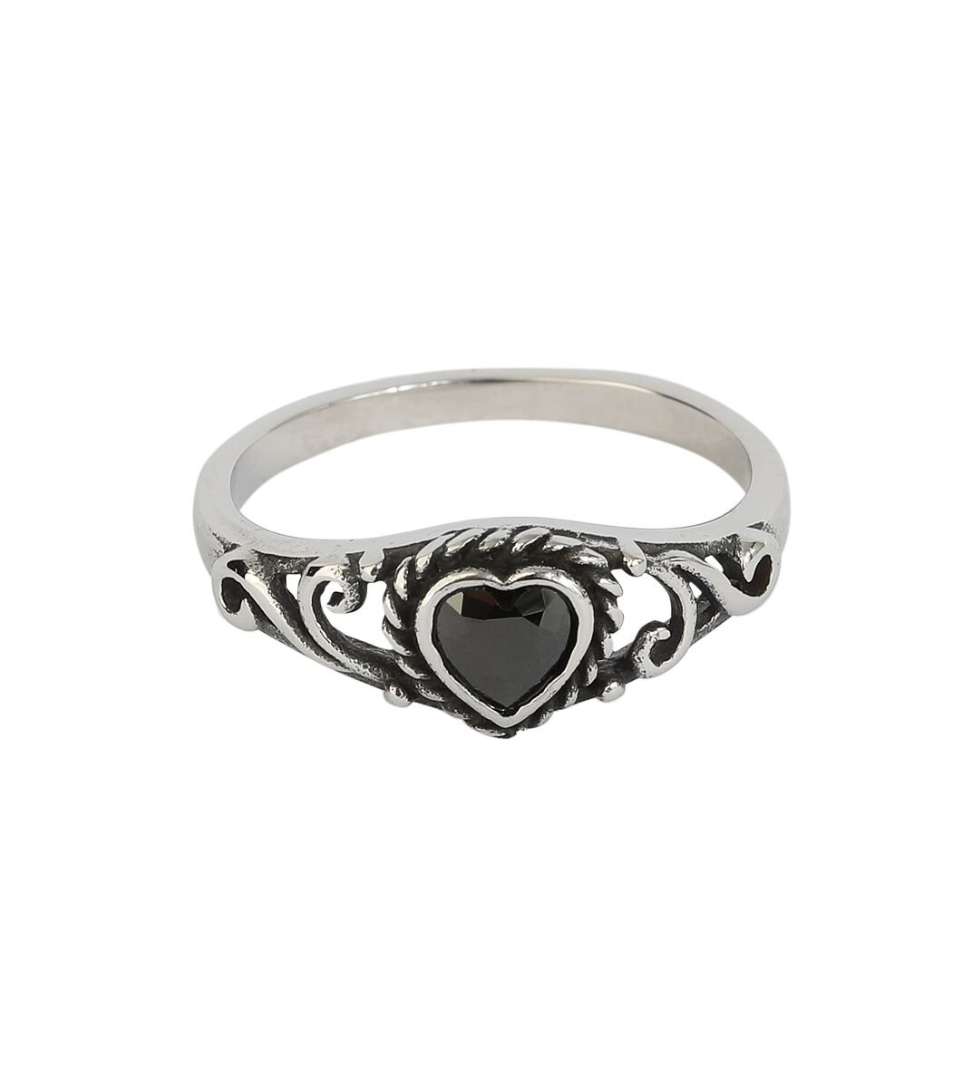 4251189277554 - Black Heart Ring schwarz silberfarben