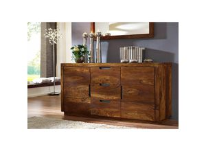 4251213504540 - Massivmoebel24 - Sideboard Sheesham 150x45x75 walnuss lackiert duke 125 - dunkelbraun