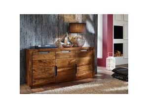 4251213504564 - Massivmoebel24de - Sideboard Sheesham 150x45x75 walnuss lackiert duke 127 - dunkelbraun