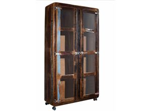 4251213505882 - Massivmoebel24 - Vitrine Altholz 100x40x180 mehrfarbig lackiert freezy 30 - mehrfarbig