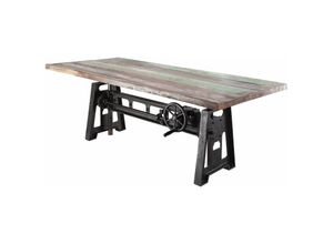 4251213506650 - Massivmoebel24 - Esstisch Altholz höhenverstellbar 220x100x75-105 mehrfarbig lackiert industrial 24 - mehrfarbig