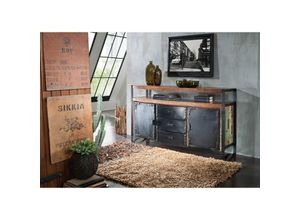 4251213506858 - Massivmoebel24de - Sideboard Altholz 150x43x90 mehrfarbig lackiert industrial 06 - mehrfarbig