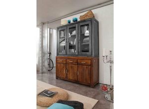 4251213509873 - Massivmoebel24de - Sideboard Sheesham 150x45x85 life honey lackiert metro life 113 - braun