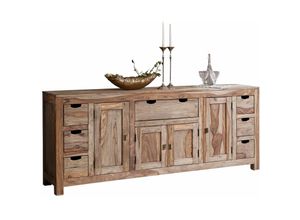 4251213512538 - Massivmoebel24de - Sideboard Sheesham 210x42x85 grau geölt nature grey 080 - grau