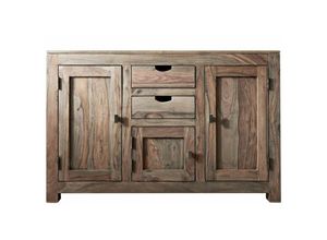 4251213512576 - Massivmoebel24de - Sideboard Sheesham 130x45x85 grau geölt nature grey 86 - grau