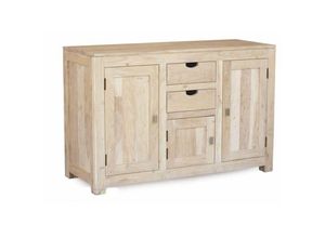 4251213513498 - Massivmoebel24 - Sideboard Akazie 130x45x85 white stone getüncht nature white 86 - beige