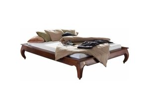 4251213514006 - Massivmoebel24 - Bett Akazie 160x200x42 nougat lackiert opium 263 - dunkelbraun