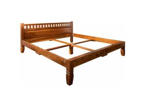 4251213515249 - Massivmoebel24 - Bett Akazie 200x200x90 honig lackiert oxford 224 - hellbraun