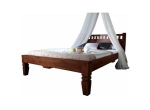 4251213515256 - Massivmoebel24 - Bett Akazie 120x200x90 nougat lackiert oxford 227 - dunkelbraun