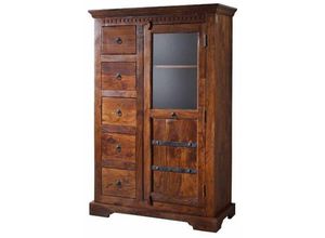 4251213515478 - Massivmoebel24de - Vitrine Akazie 95x45x147 nougat lackiert oxford 417 - dunkelbraun