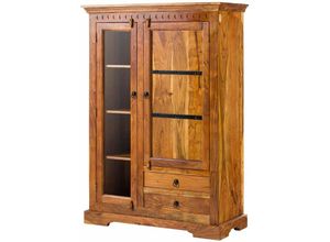 4251213517885 - Massivmoebel24 - Vitrine Akazie 110x45x155 honig lackiert oxford 0425 - hellbraun