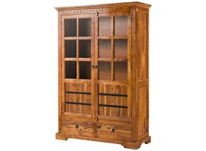 4251213517939 - Massivmoebel24 - Vitrine Akazie 134x50x196 honig lackiert oxford 0456 - hellbraun