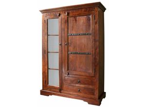 4251213517977 - Massivmoebel24 - Vitrine Akazie 110x45x155 nougat lackiert oxford 425 - dunkelbraun