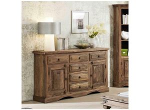 4251213519711 - Sideboard Sheesham 150x40x90 grau geölt leeds 11 - grau