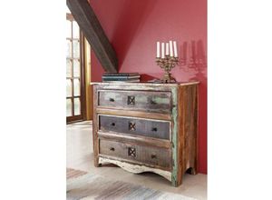 4251213523282 - Massivmoebel24 - Kommode Altholz 100x42x88 mehrfarbig lackiert nature of spirit 49 - mehrfarbig