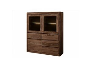 4251213524128 - Massivmoebel24 - Highboard Sheesham 128x40x145 smoked cherry gebeizt toronto 103 - dunkelbraun