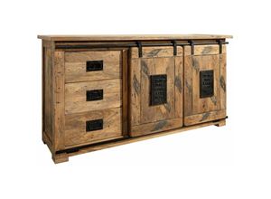 4251213535933 - Massivmoebel24de - Sideboard Mango 150x45x80 natur lackiert railway 100 - natur